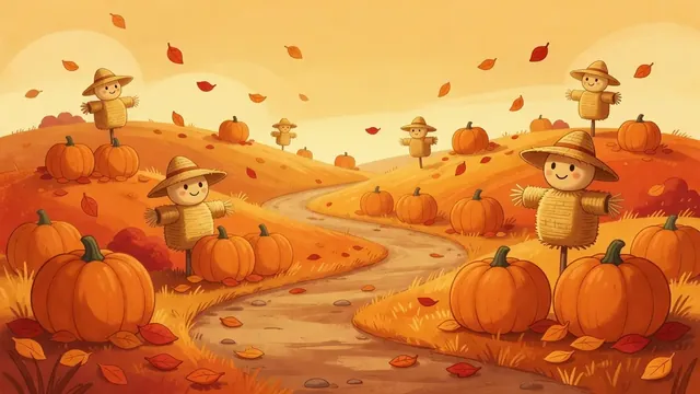 Pumpkin Hills: autumn fields, pumpkins and scarecrows